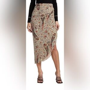 Veronica Beard Asymmetrical Skirt in Cream and Brown Paisley Woman’s SZ 4